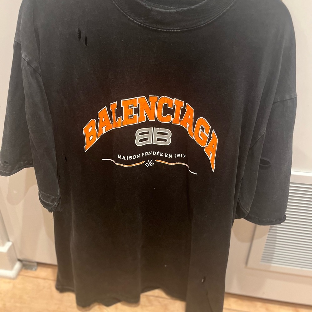 Black distressed balenciaga shirt oversized